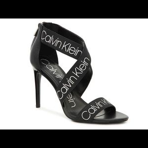 NIB Calvin Klein Logo Strappy Elastic Heels